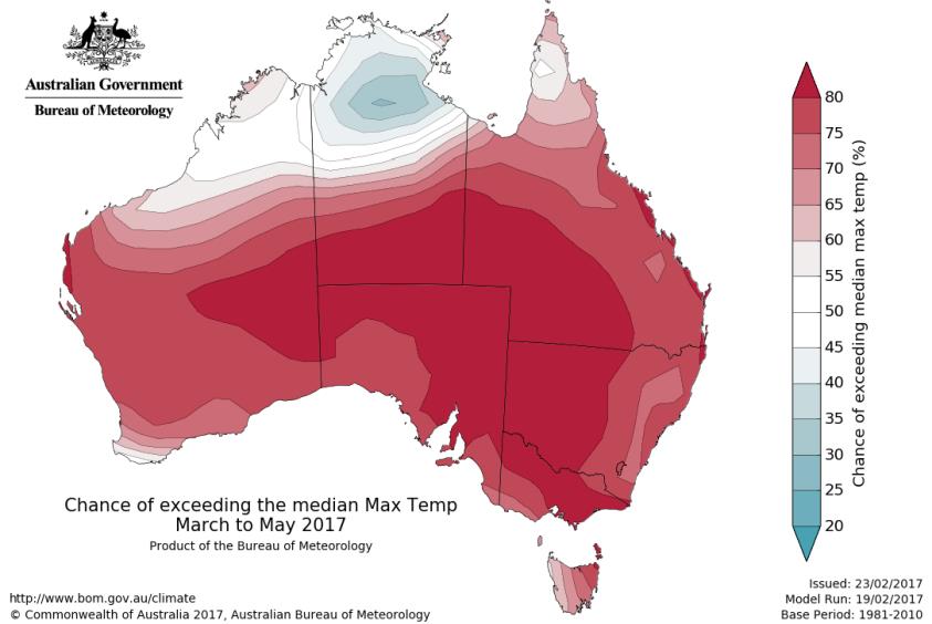 Temperature maps. Sourced from the Australian Bureau of Meteorology