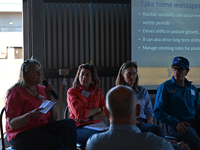 Trudi Oxley, Emily Hinds, Robyn Cowley and Dan Chapman sharing their knowledge on managing pastures after a poor season