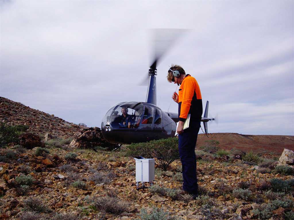 Collecting samples by helicopter