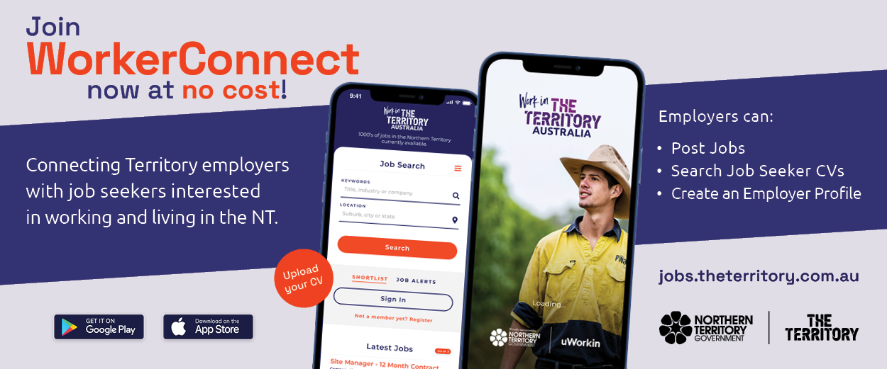 Join WorkerConnect now at no cost, jobs.theterritory.com.au