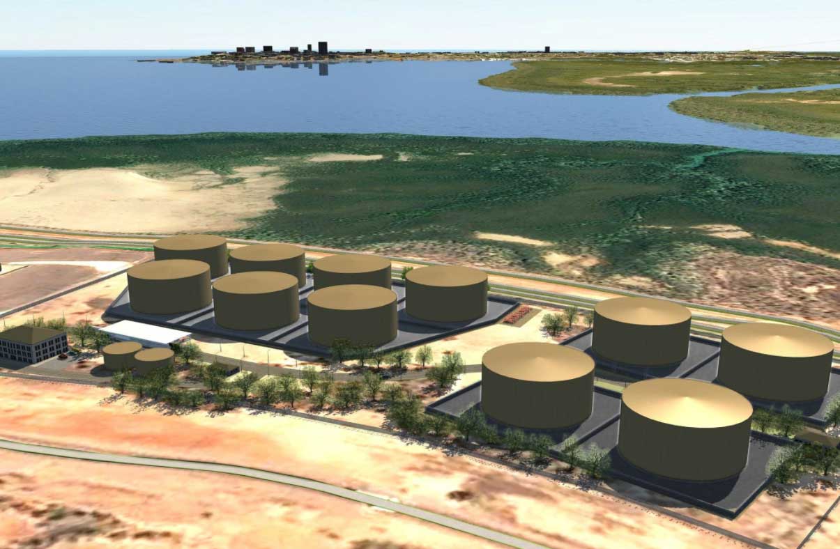 Concept aerial view of Crowley Fuel Storage Facility