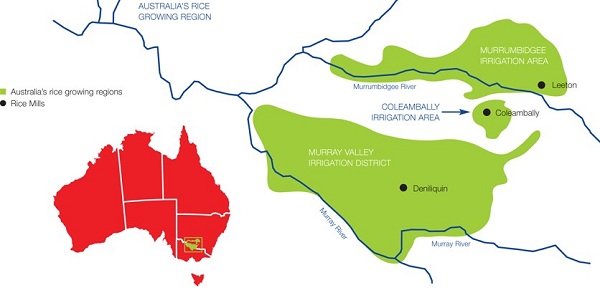 Rice growing regions of Australia