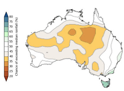 Figure 1: Chance of above the median rainfall. (March to May 2018