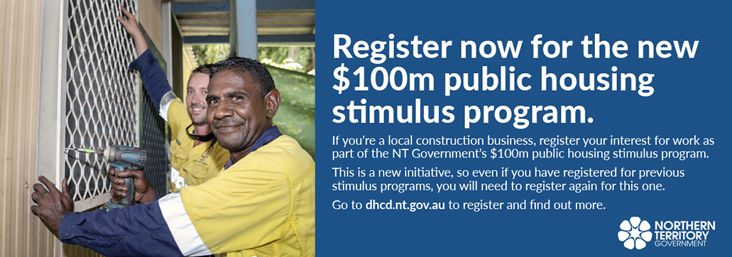 Register for the new $100m public housing stimulus program, dhcd.nt.gov.au