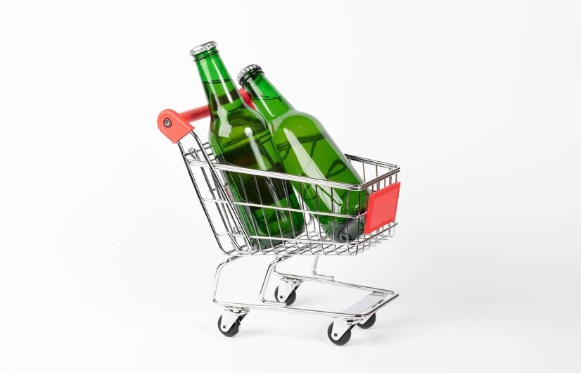 Bottles in shopping trolley