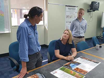 Plant Biosecurity staff talking to the minister