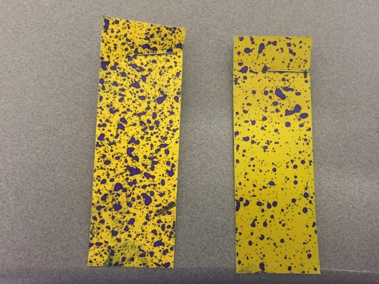 Figure 3: 100L/ha of water on the left vs 50L/ha of water on the right. Both very coarse droplets.