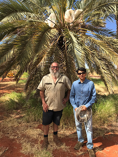 Dr Girija Page with Kim Mackay, Manager of Desert Fruit Company near Alice Springs 