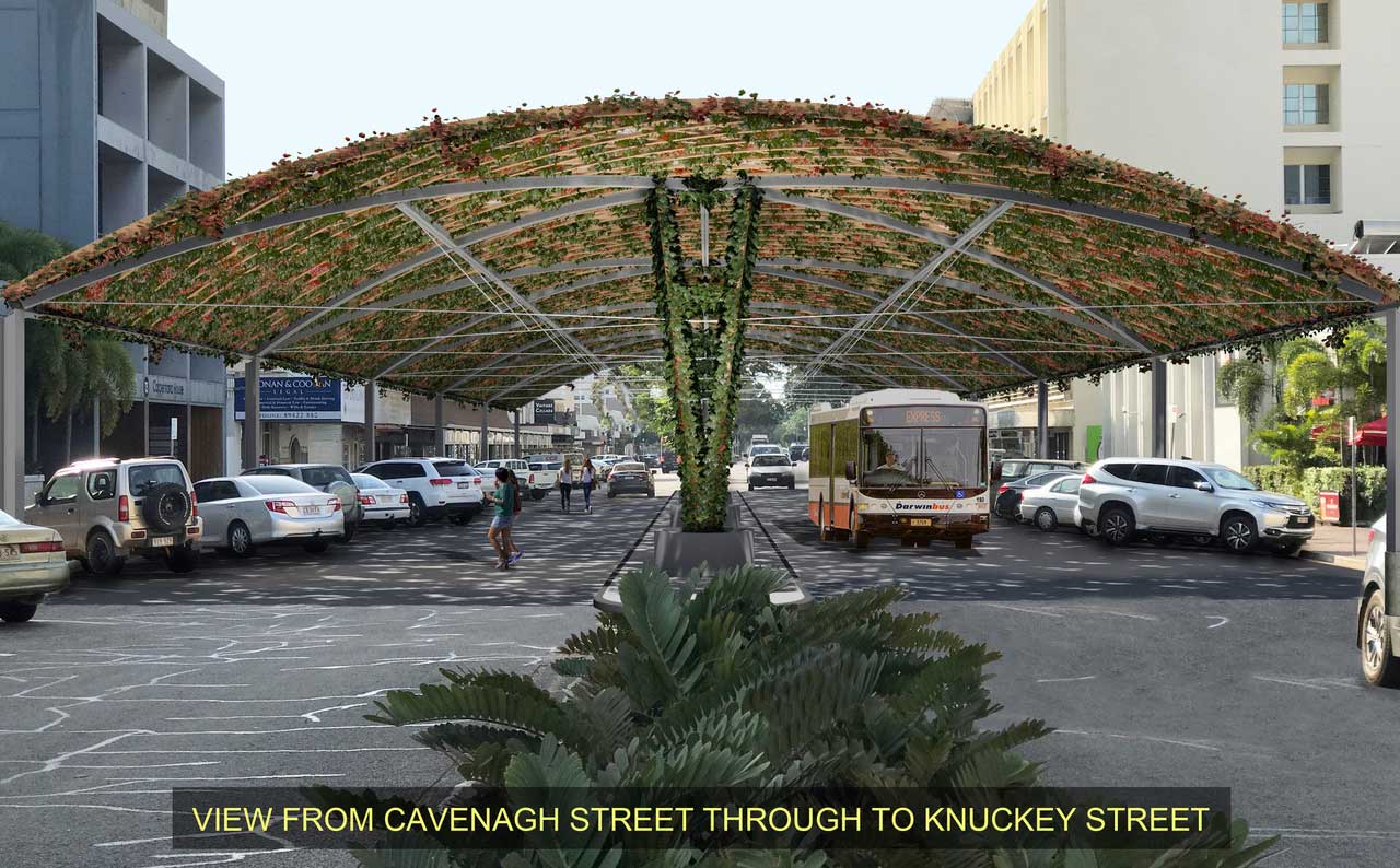 Concept image of shade structure over Cavenagh Street