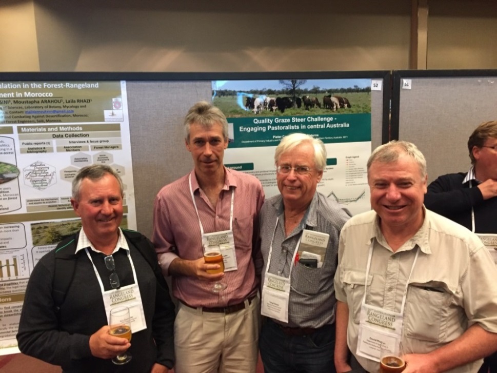 Roy Chisholm, Pieter Conradie, Tony Palmer (President Grassland Society of Southern Africa) and David Phelps (President    Australian Rangeland Society) at the end of day two of the conference