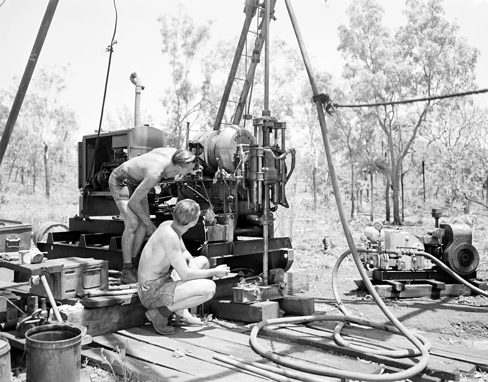 Drilling at Rum Jungle mine site (1959). National Archives of Australia: A1200, L30437