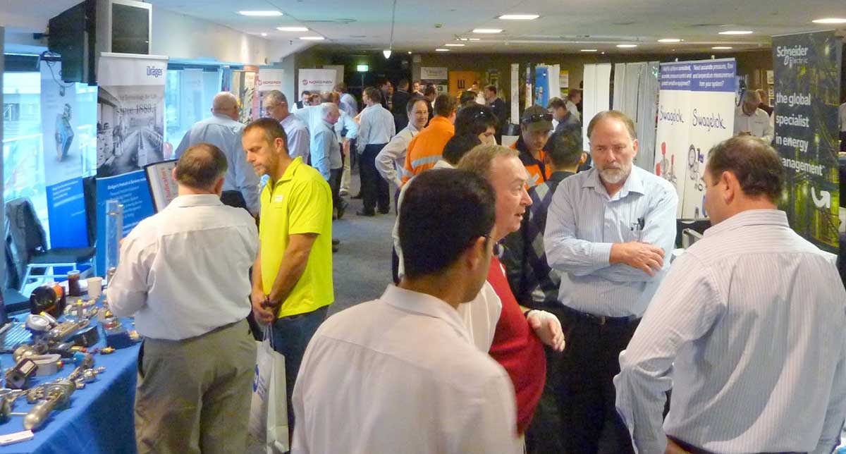 Attendees at a technology expo