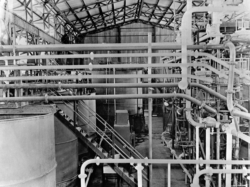 Inside the treatment plant, Rum Jungle (1958). National Archives of Australia: A1200, L27143