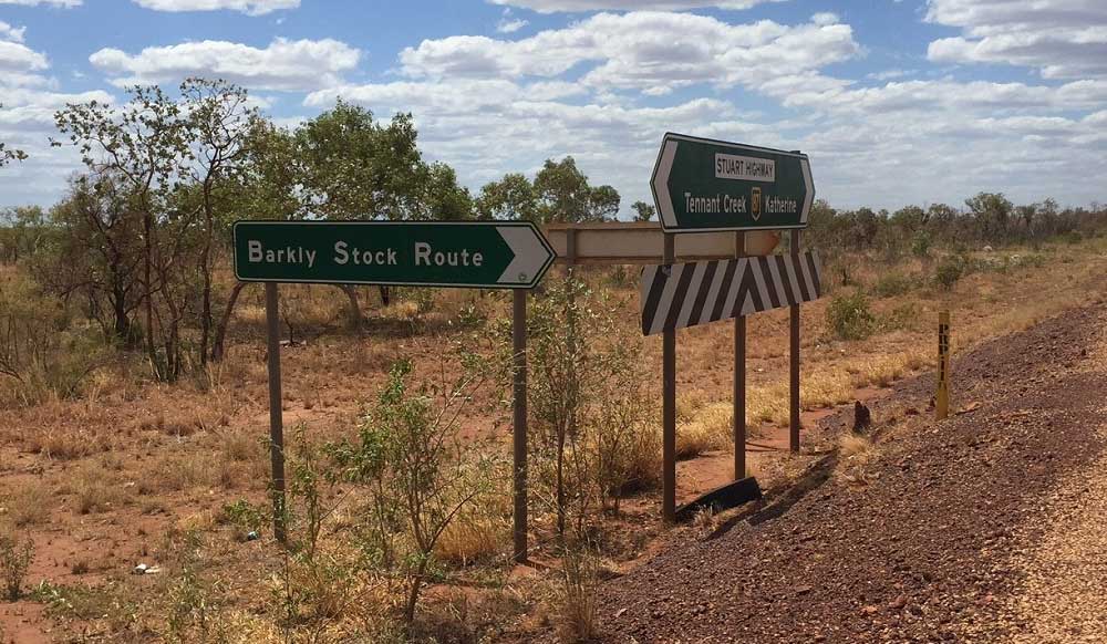Road signs of Barkly Stock Route and Tennant Creek / Katherine